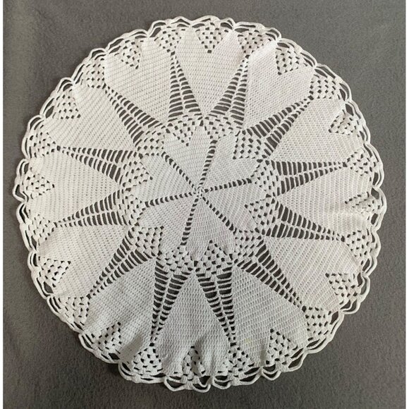 Vintage Round Crochet Lace Doily White 12 Inches Diameter Handmade Home Decor - Picture 1 of 5